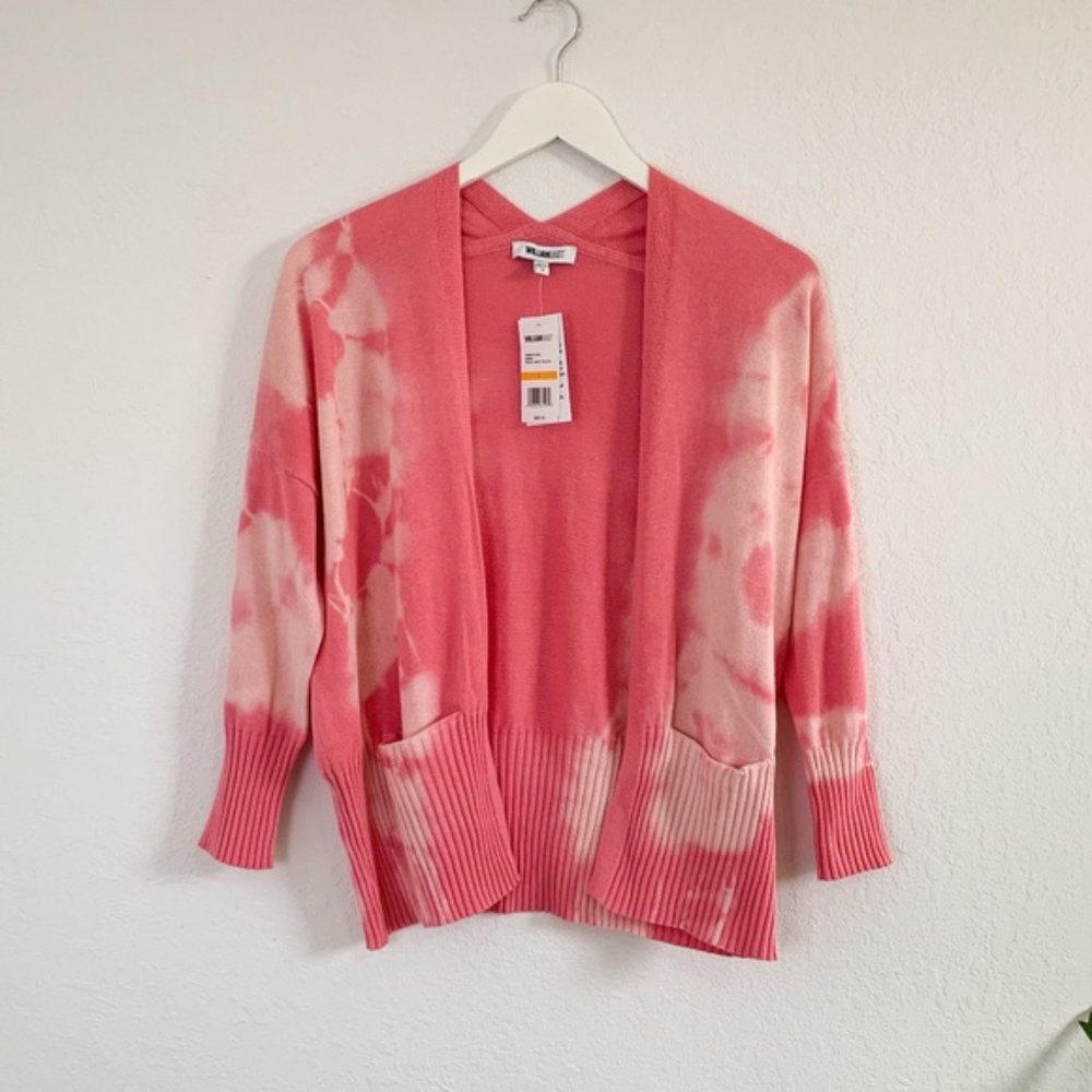 William Rast Amina Pink Tie-Dyed Cotton Cardigan S - Picture 3 of 5